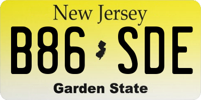 NJ license plate B86SDE