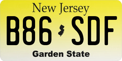 NJ license plate B86SDF