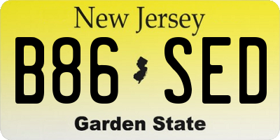 NJ license plate B86SED