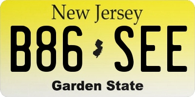 NJ license plate B86SEE