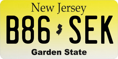 NJ license plate B86SEK