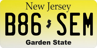 NJ license plate B86SEM