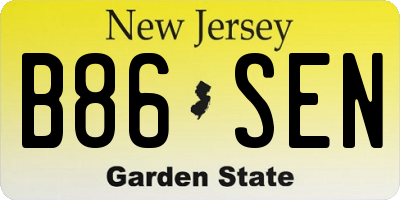 NJ license plate B86SEN