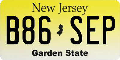 NJ license plate B86SEP