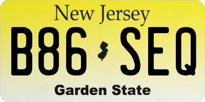 NJ license plate B86SEQ