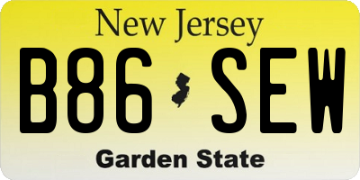 NJ license plate B86SEW