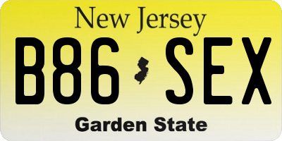 NJ license plate B86SEX