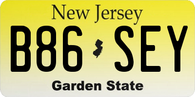 NJ license plate B86SEY