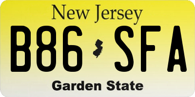 NJ license plate B86SFA