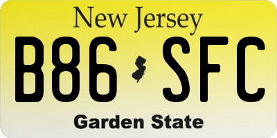 NJ license plate B86SFC