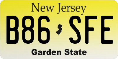 NJ license plate B86SFE