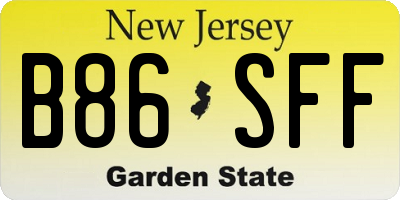 NJ license plate B86SFF