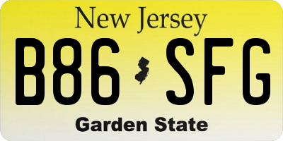 NJ license plate B86SFG