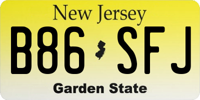 NJ license plate B86SFJ