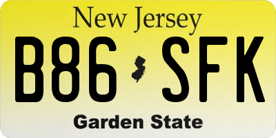NJ license plate B86SFK