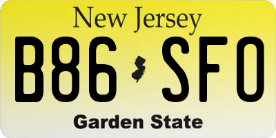 NJ license plate B86SFO