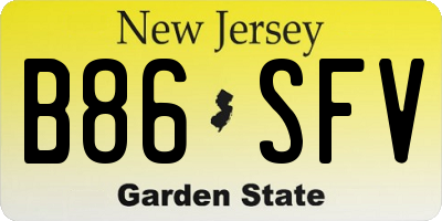 NJ license plate B86SFV