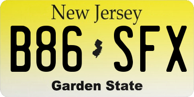 NJ license plate B86SFX