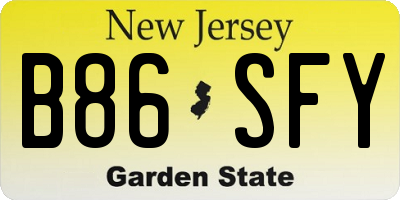 NJ license plate B86SFY