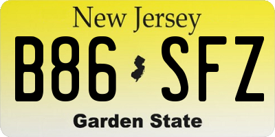 NJ license plate B86SFZ
