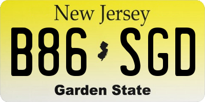 NJ license plate B86SGD