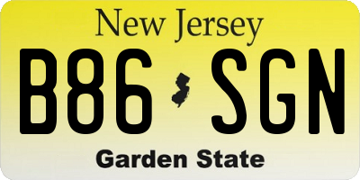 NJ license plate B86SGN