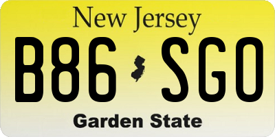 NJ license plate B86SGO