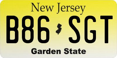 NJ license plate B86SGT