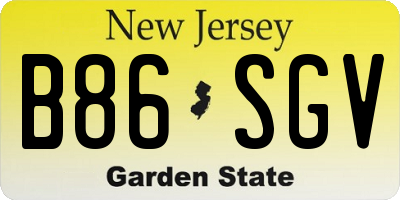 NJ license plate B86SGV
