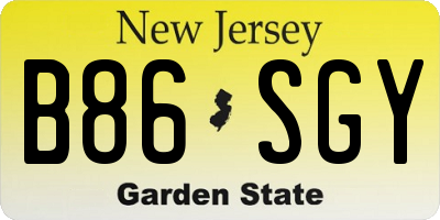 NJ license plate B86SGY