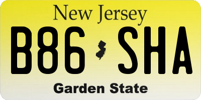 NJ license plate B86SHA