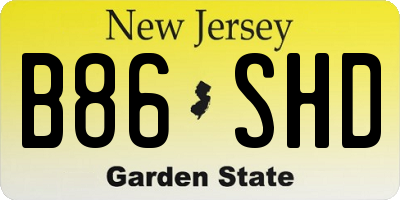 NJ license plate B86SHD
