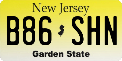 NJ license plate B86SHN