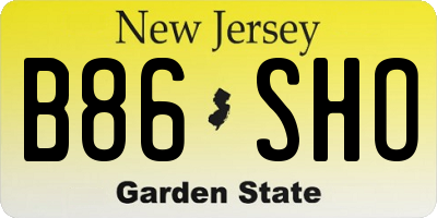 NJ license plate B86SHO