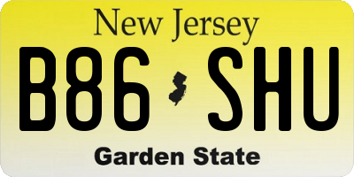 NJ license plate B86SHU