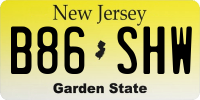 NJ license plate B86SHW