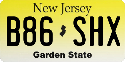 NJ license plate B86SHX