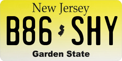 NJ license plate B86SHY