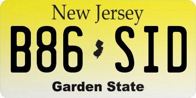 NJ license plate B86SID