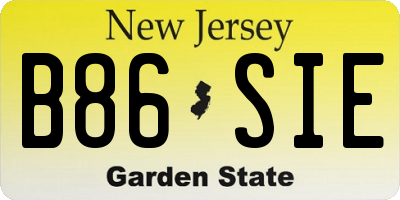 NJ license plate B86SIE
