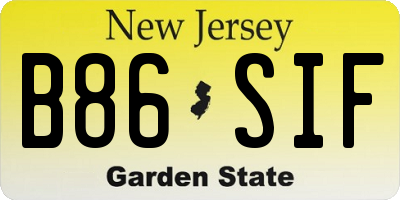 NJ license plate B86SIF
