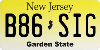 NJ license plate B86SIG