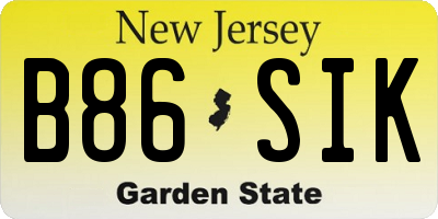 NJ license plate B86SIK