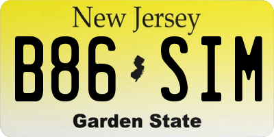 NJ license plate B86SIM