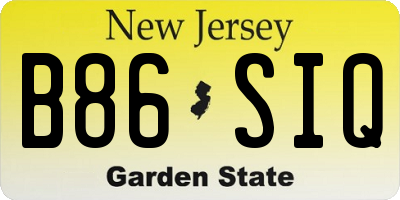 NJ license plate B86SIQ