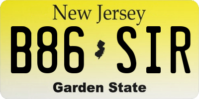 NJ license plate B86SIR