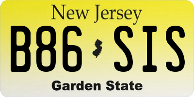NJ license plate B86SIS