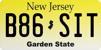 NJ license plate B86SIT