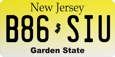 NJ license plate B86SIU