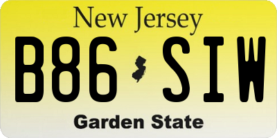 NJ license plate B86SIW